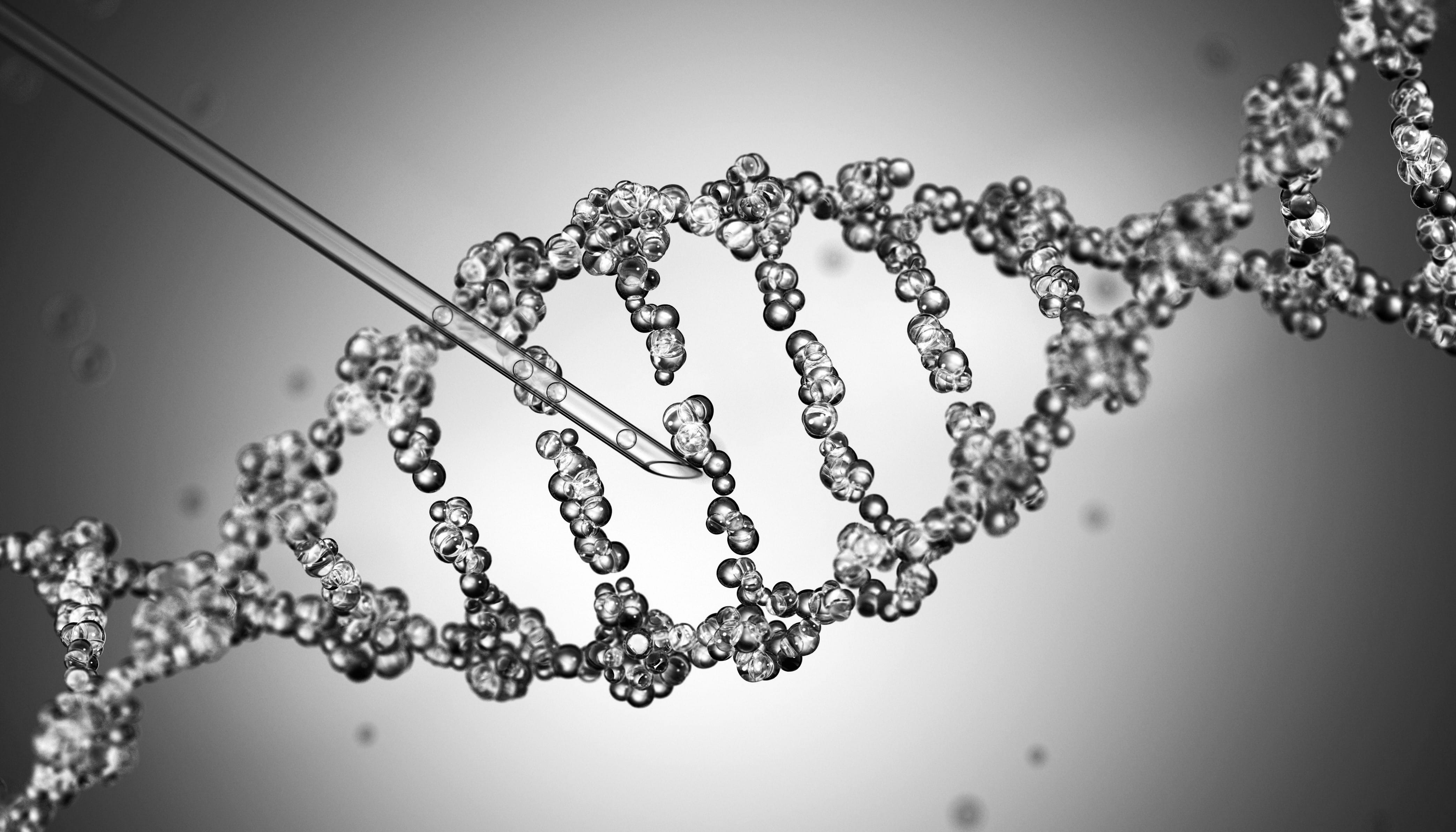 A closeup image of a strand of DNA.